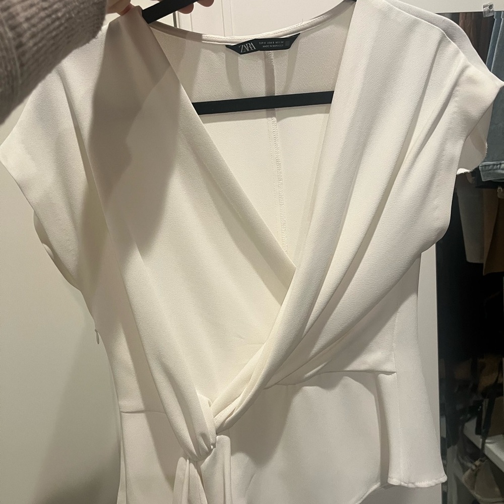 Zara White Wrap Blouse